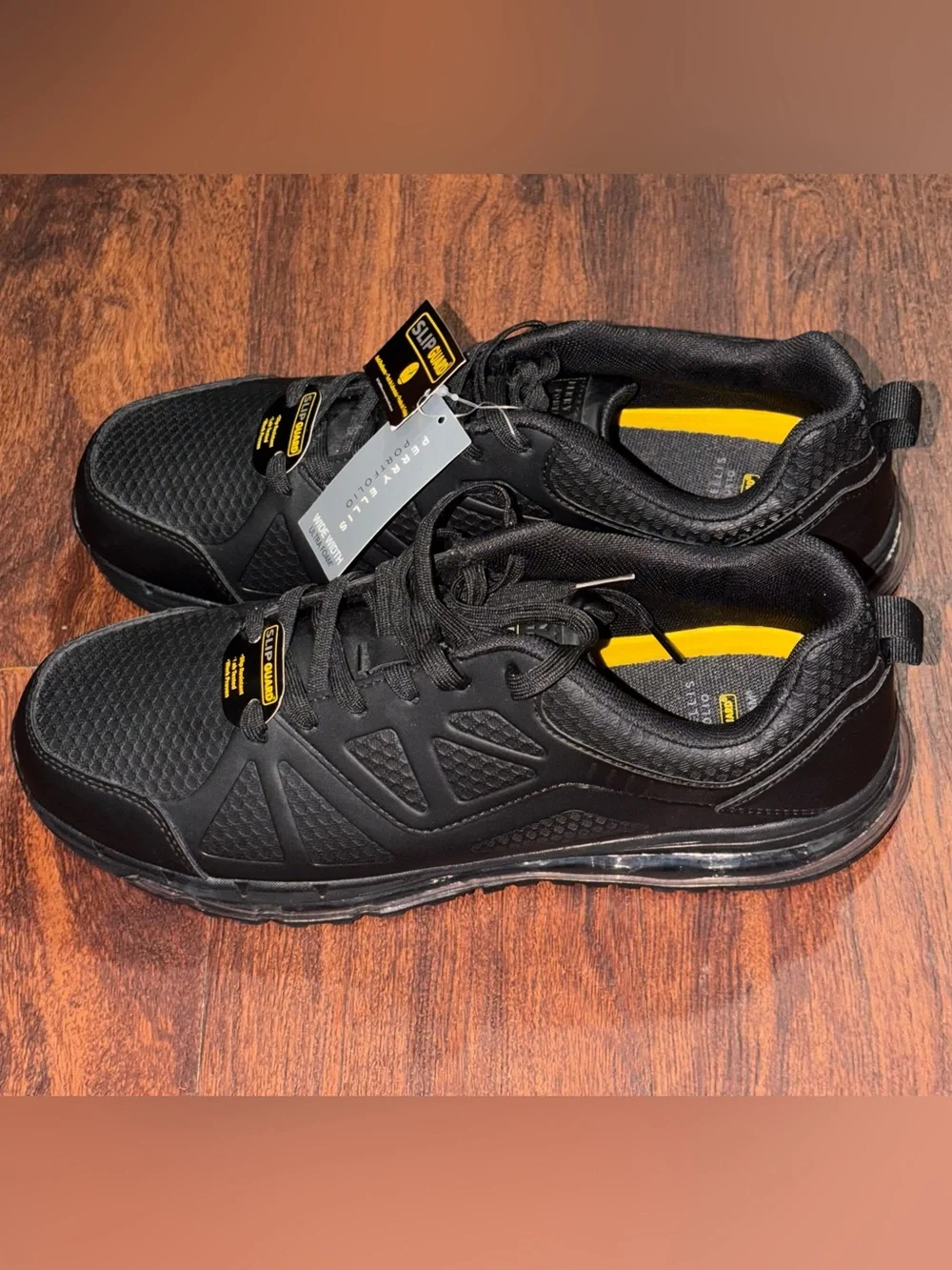 Work shoes size 11 Men's Black Slip Resistant Air Cushion Sneakers black shoes